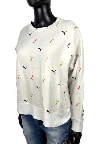 Felpa Puma Donna L Cotone Panna Logo All Over