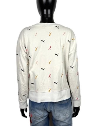 Felpa Puma Donna L Cotone Panna Logo All Over