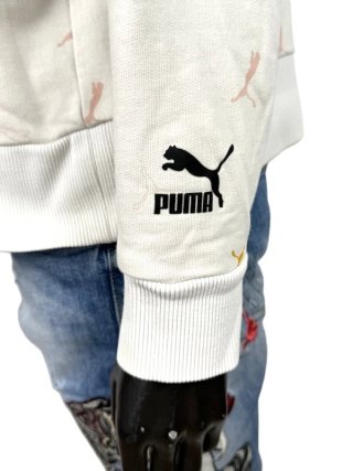 Felpa Puma Donna L Cotone Panna Logo All Over