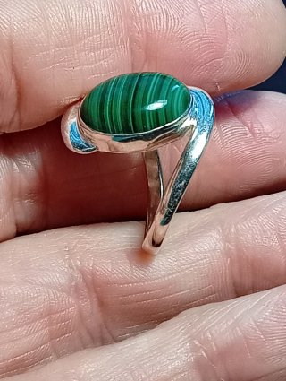 Anillo Plata Ley Malaquita talla Ajustable