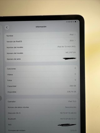 iPad Air 13” M3 256 GB WiFi | 99% Batería