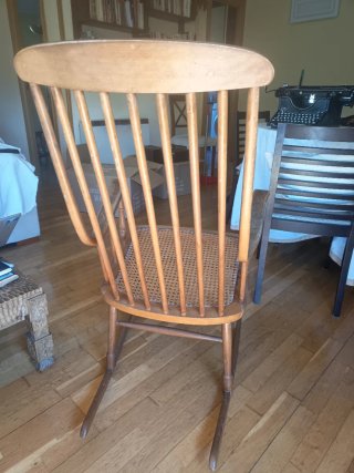 Dondola Vintage in Rattan e Legno Anni '60