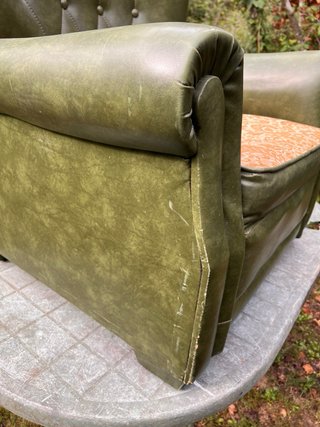 Sillón Vintage Piel Verde sintética
