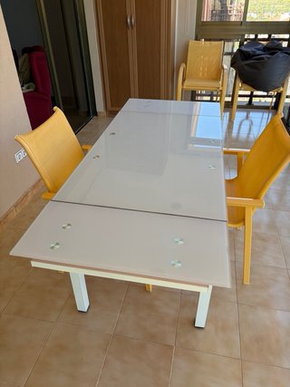 Mesa de jardín cristal y aluminio