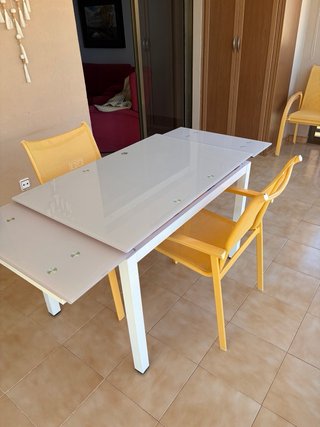 Mesa de jardín cristal y aluminio