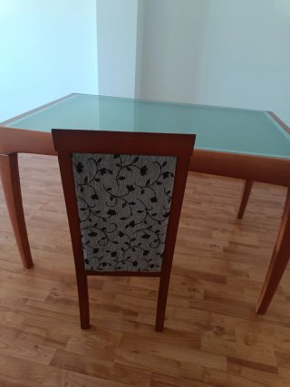 Mesa de comedor extensible madera y cristal