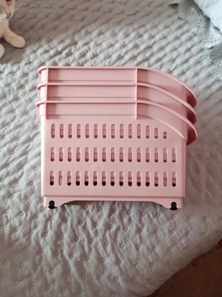 3 cestas organizadoras rosas