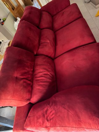 Divano letto in pelle rossa con sedute estensibili