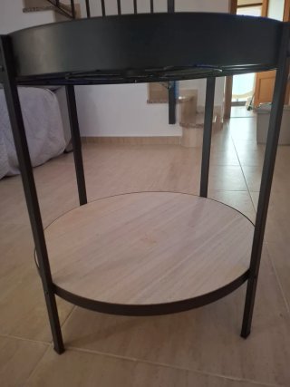 Mesa de centro cristal y metal