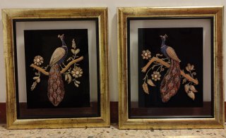 Conjunto 2 cuadros pavos reales 3D