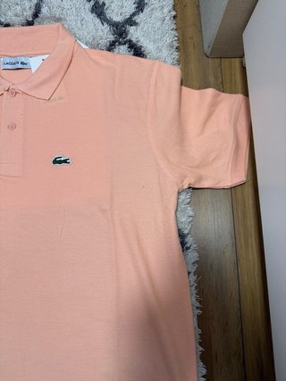 Polos Lacoste blanco y rosa talla L