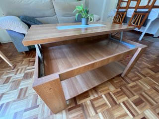Mesa elevable madera y cristal