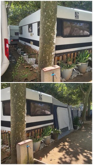 Caravana fija en camping