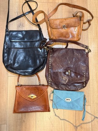 Lote 4 bolsos cuero auténtico vintage