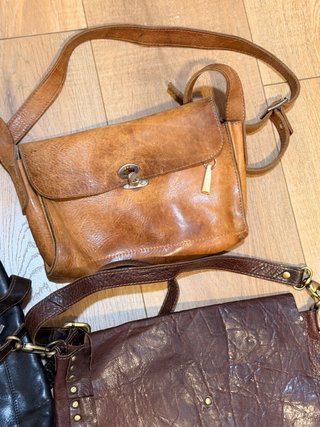 Lote 4 bolsos cuero auténtico vintage