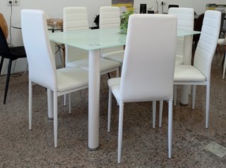 Mesa Comedor Cómoda + 6 Sillas Blancas. EN OFERTA!