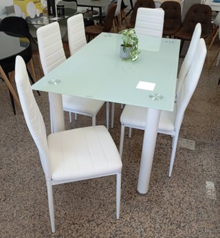 Mesa Comedor Cómoda + 6 Sillas Blancas. EN OFERTA!