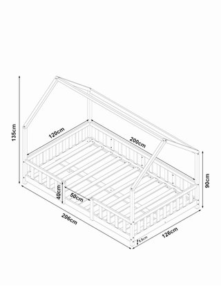 Cama Montessori Infantil con Tejado