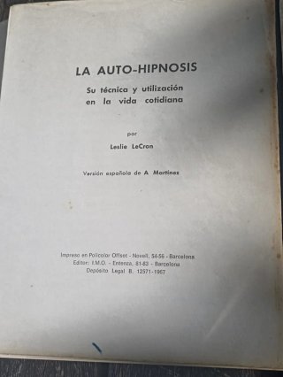 Libro auto hipnosis. Raro ejemplar.