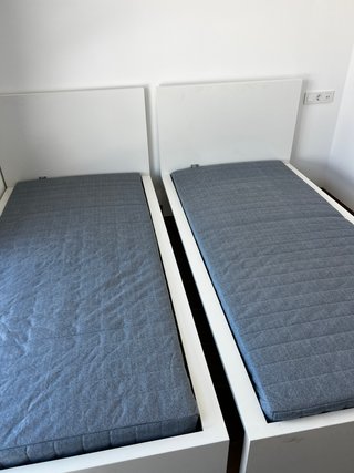 2 Camas Malm Ikea Blancas, 90x200 cm con colchones