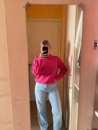 Maglione donna fucsia collo alto