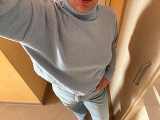 Maglione donna collo alto azzurro