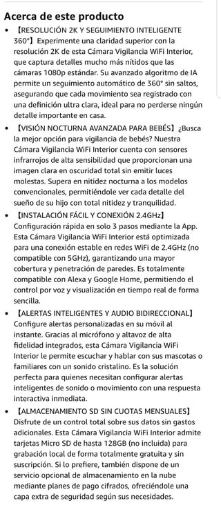 NUEVO! Cámara Vigilancia WiFi Interior 2K 3MP