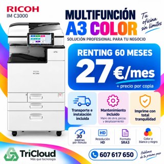 Fotocopiadora multifuncon A3 Color - 27€/mes