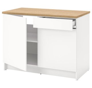 Mueble de cocina blanco y madera