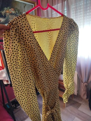 Vestido Mango Amarillo Lunares