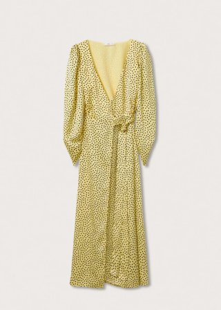 Vestido Mango Amarillo Lunares