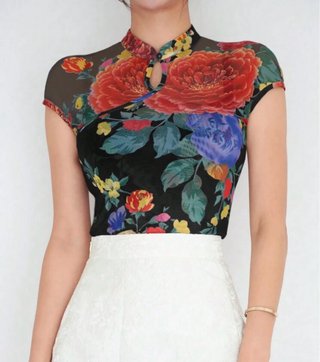 Top cuello mao nuevo fiesta vintage oriental chino