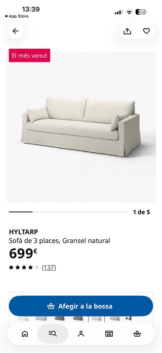 Sofá 3 plazas Hyltarp Ikea Blanco