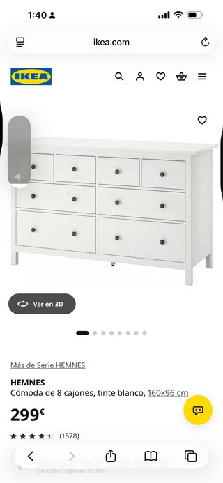 Cómoda Ikea 8 cajones 160x96cm