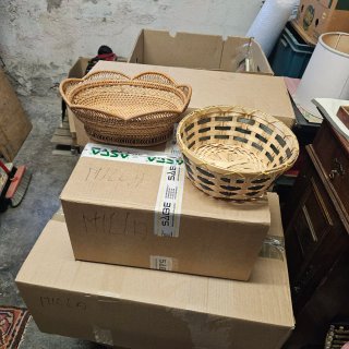 Coppia Cestini Vimini Beige/Marrone