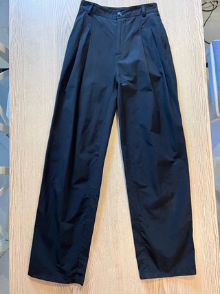 Massimo Dutti – Black Cotton Wide-Leg Tailored