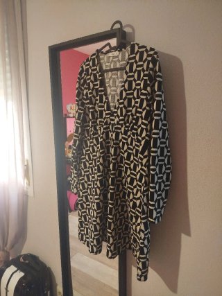 Vestido Mango Mini Manga Larga Estampado