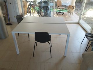 Mesa de oficina doble blanca