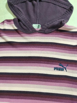 Camisola Puma Listrada Roxo e Rosa