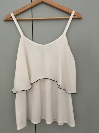 Top Mango blanco dos capas