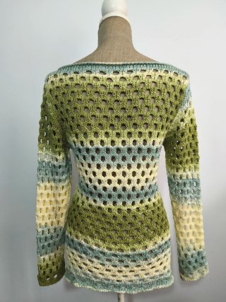 Camisola Moda Fil malha aberta verde e amarela
