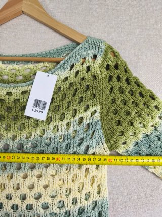 Camisola Moda Fil malha aberta verde e amarela