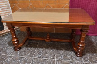 Mesa de salón madera y cristal