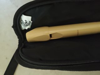 Funda y flauta dulce color beige