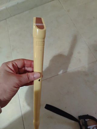 Funda y flauta dulce color beige