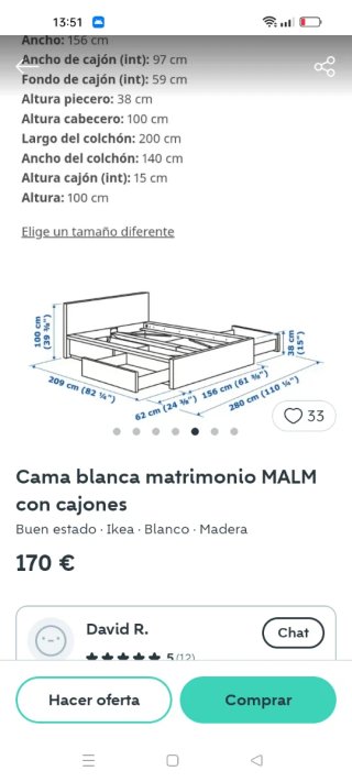 Cama blanca con cajones