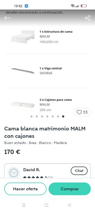 Cama blanca con cajones