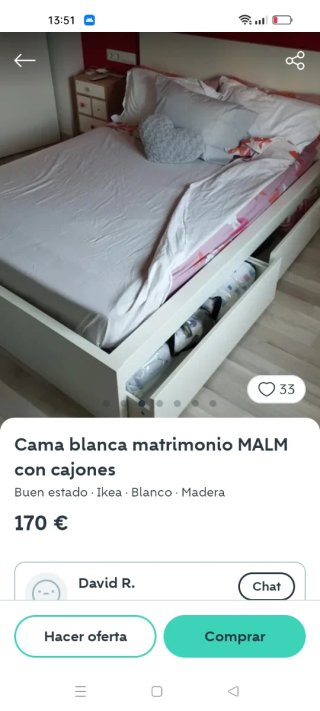 Cama blanca con cajones