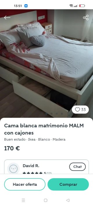 Cama blanca con cajones