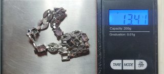 Pulsera de plata y amatistas muy antigua vintage